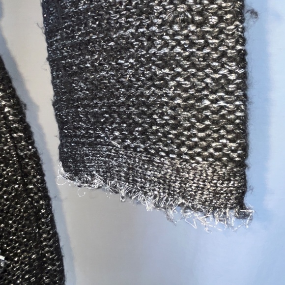 Zara (M) long, frayed-edge cardigan, with wrap tie, pockets & metallic threads - Picture 5 of 16